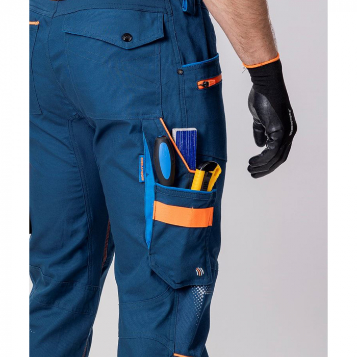 Pantaloni de lucru cu pieptar Creatron - albastru/neon [6]