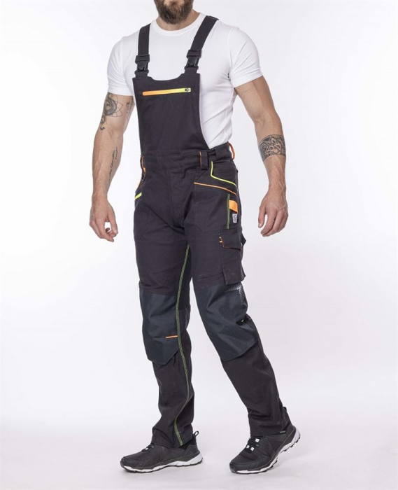 Pantaloni de lucru cu pieptar Creatron - neon/negru [3]