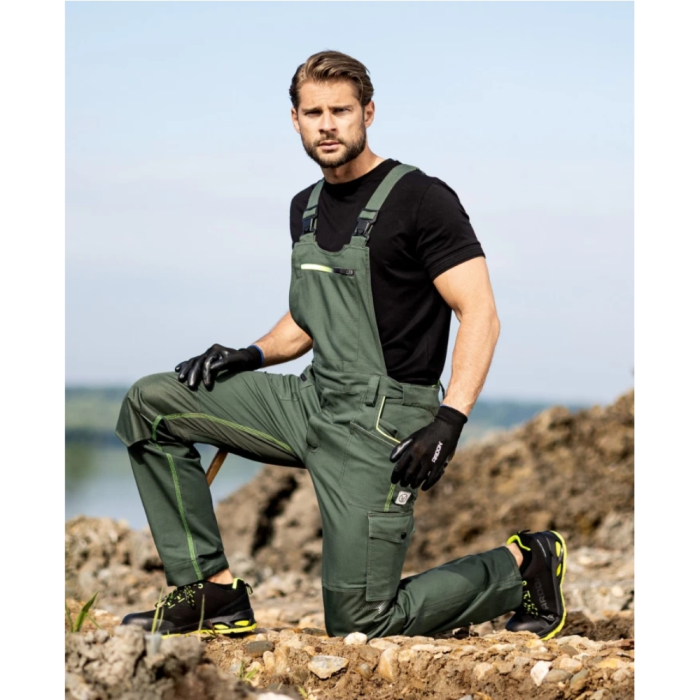 Pantaloni de lucru cu pieptar Creatron - verde/kaki [4]