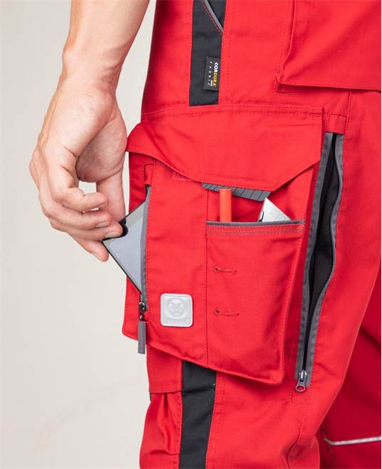 Pantaloni de lucru cu pieptar hidrofobizati URBAN+ culoare rosu [6]