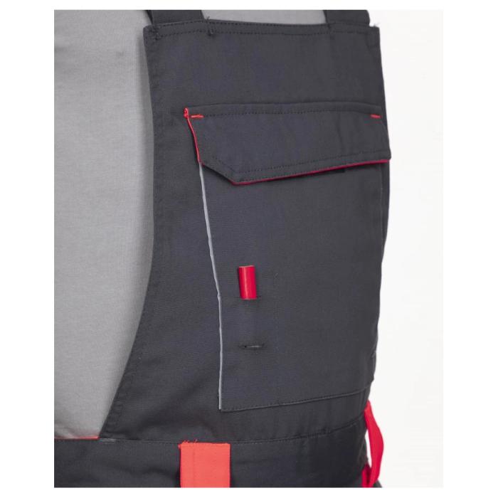 Pantaloni de lucru cu pieptar NEON - gri/rosu [6]
