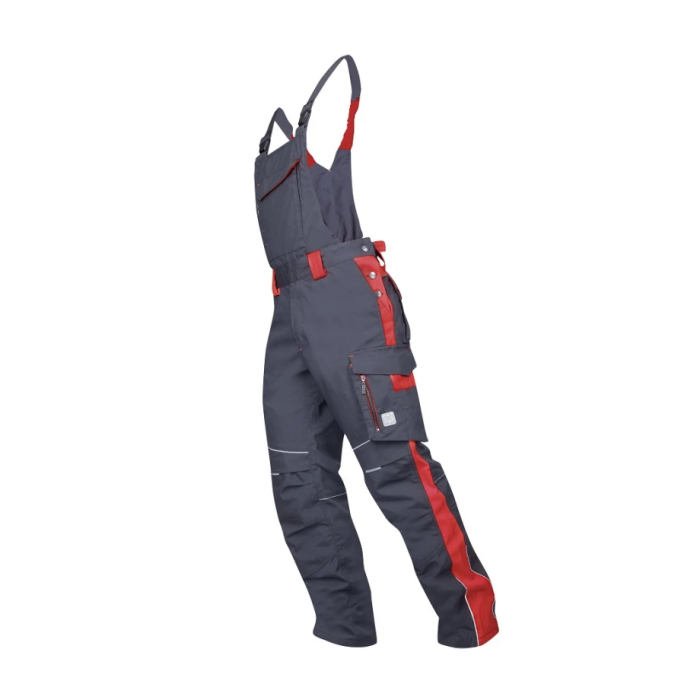Pantaloni de lucru cu pieptar NEON - gri/rosu [2]