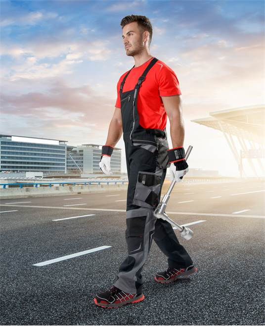 Pantaloni de lucru cu pieptar R8ED - negru/gri [3]