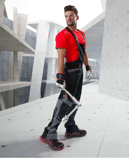 Pantaloni de lucru cu pieptar R8ED - negru/gri [4]