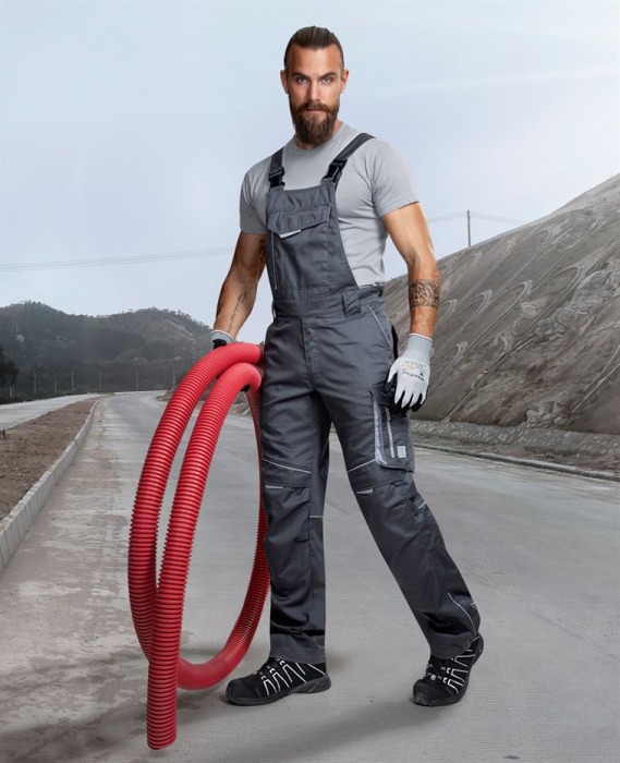 Pantaloni de lucru cu pieptar SUMMER - gri inchis [4]