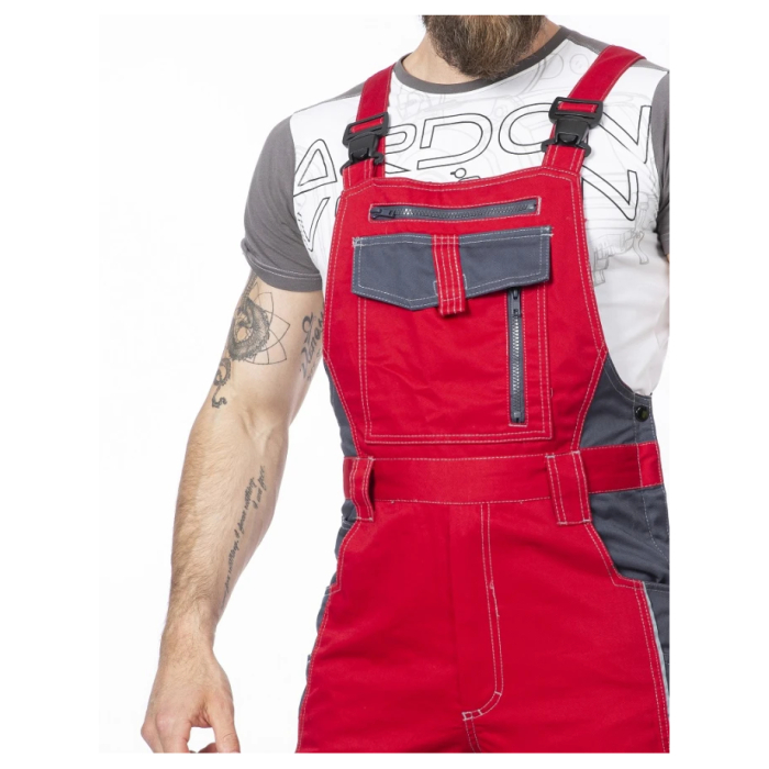 Pantaloni de lucru cu pieptar VISION - rosu/gri [5]