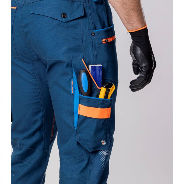 Pantaloni de lucru in talie Creatron - albastru/neon [6]