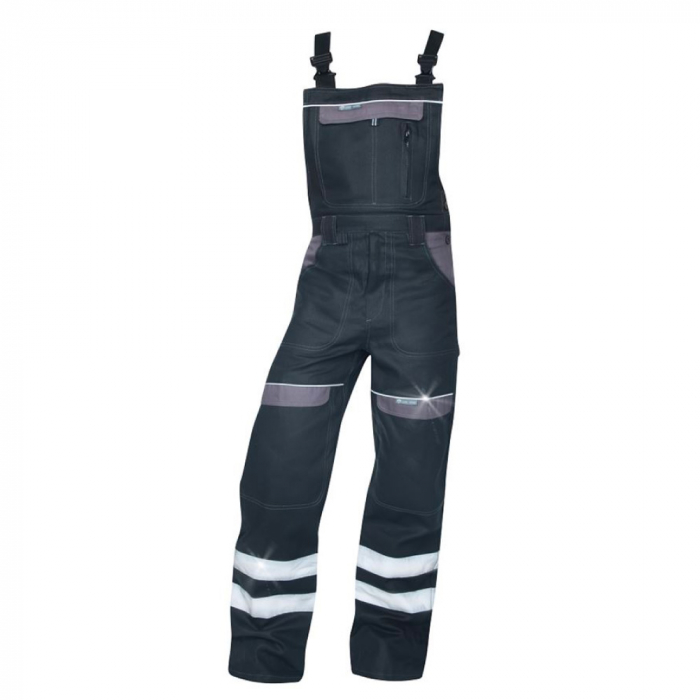 Pantaloni de lucru reflectorizanti cu pieptar COOL TREND - negru [1]