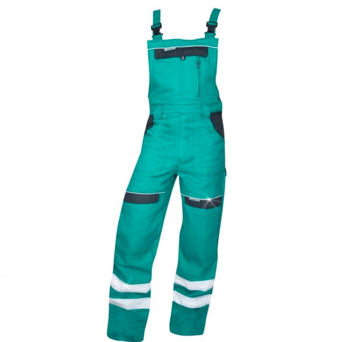 Pantaloni de lucru reflectorizanti cu pieptar COOL TREND - verde [1]