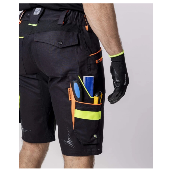 Pantaloni de lucru scurti Creatron - negru/neon [4]