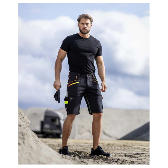 Pantaloni de lucru scurti Creatron - negru/neon [9]