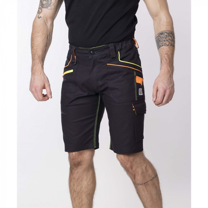 Pantaloni de lucru scurti Creatron - negru/neon [4]