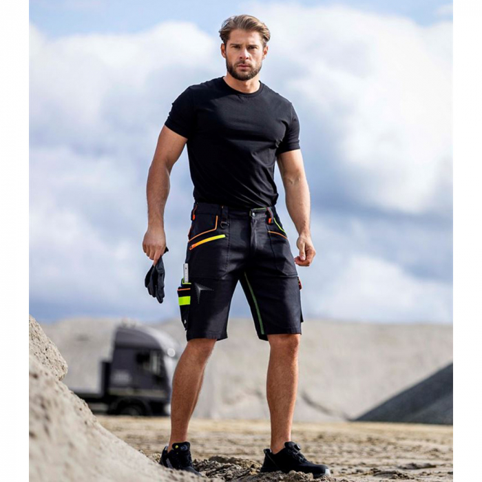 Pantaloni de lucru scurti Creatron - negru/neon [3]