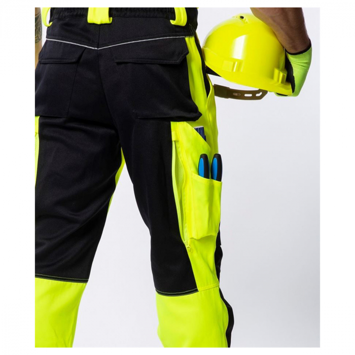 Pantaloni reflectorizanti de lucru cu pieptar SIGNAL+ - galben/negru [5]