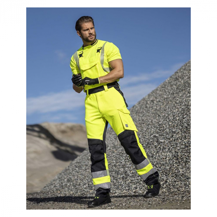 Pantaloni reflectorizanti de lucru cu pieptar SIGNAL+ - galben/negru [4]