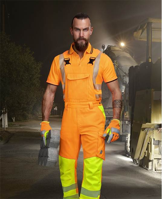 Pantaloni reflectorizanti de lucru cu pieptar SIGNAL - portocaliu [4]