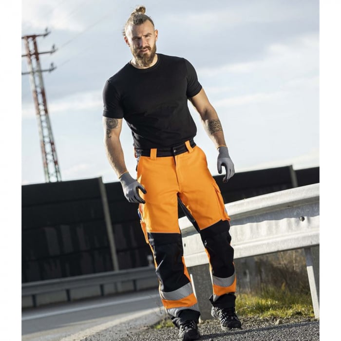 Pantaloni reflectorizanti de lucru in talie SIGNAL+ - portocaliu/negru [4]