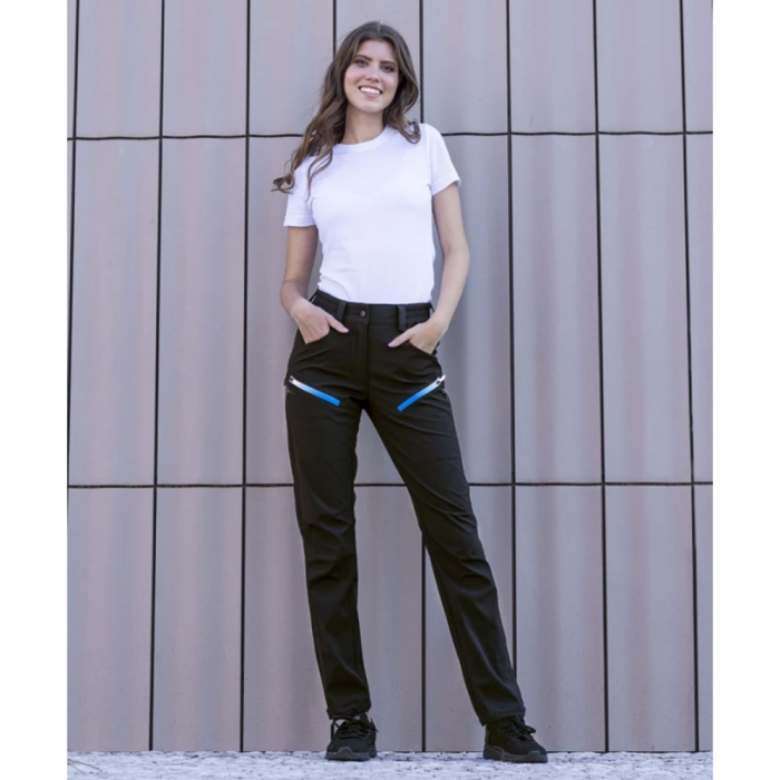 Pantaloni softshell de dama Creatron - negru/albastru [3]