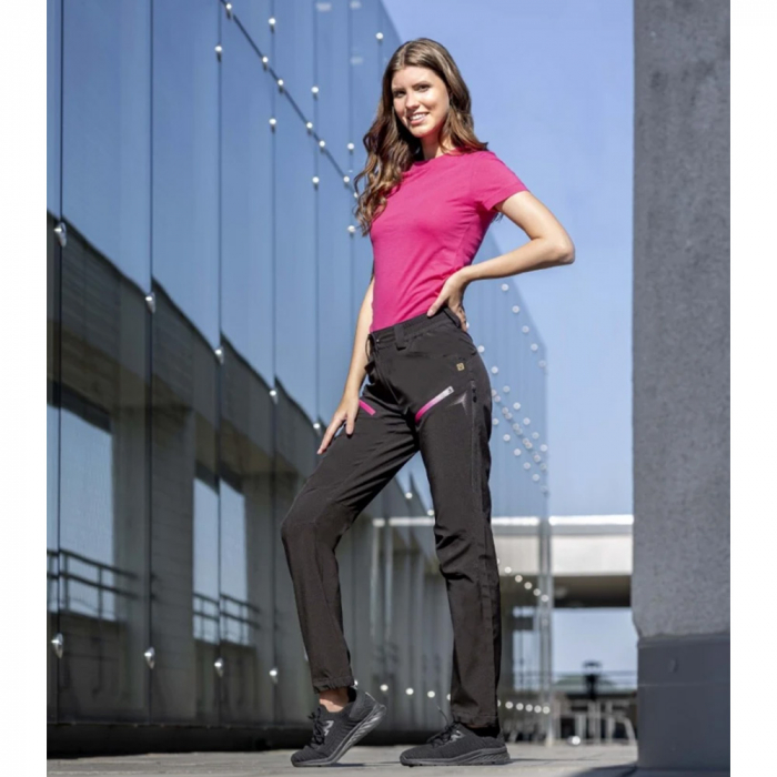 Pantaloni softshell de dama Creatron - negru/roz [3]