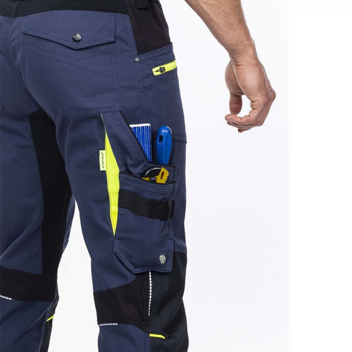 Set costum cu pantaloni de lucru cu pieptar 4XSTRETCH - bleumarin [14]