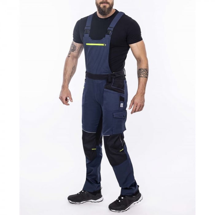 Set costum cu pantaloni de lucru cu pieptar 4XSTRETCH - bleumarin [5]