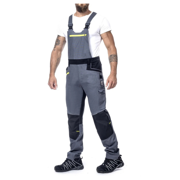 Set costum cu pantaloni de lucru cu pieptar 4XSTRETCH - gri [8]