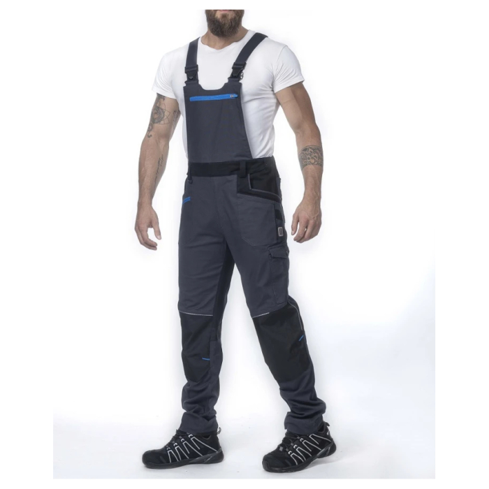 Set costum cu pantaloni de lucru cu pieptar 4XSTRETCH - gri inchis [10]