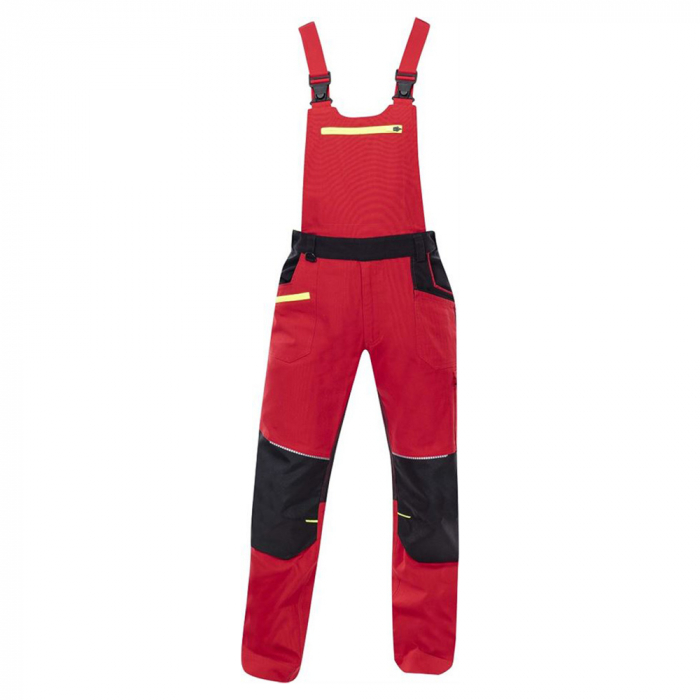 Set costum cu pantaloni de lucru cu pieptar 4XSTRETCH - rosu [9]