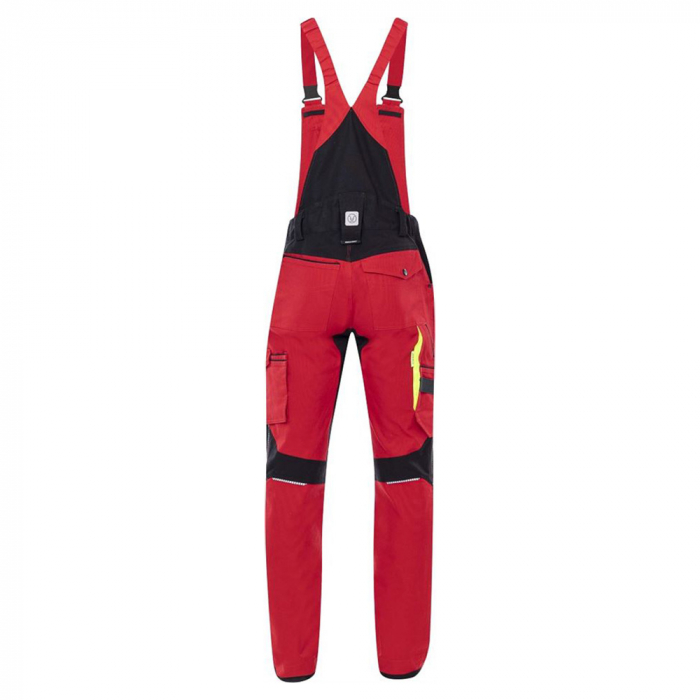 Set costum cu pantaloni de lucru cu pieptar 4XSTRETCH - rosu [10]