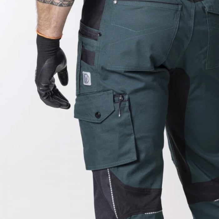 Set costum cu pantaloni de lucru cu pieptar 4XSTRETCH - verde [11]