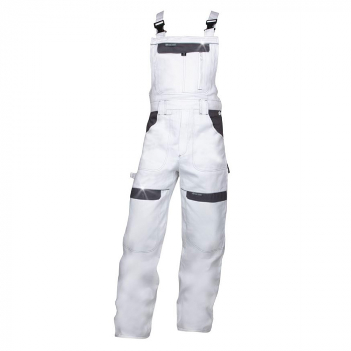 Set costum cu pantaloni de lucru cu pieptar COOL TREND - alb/gri [3]