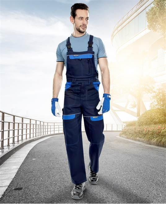 Set costum cu pantaloni de lucru cu pieptar COOL TREND - bleumarin/albastru [7]