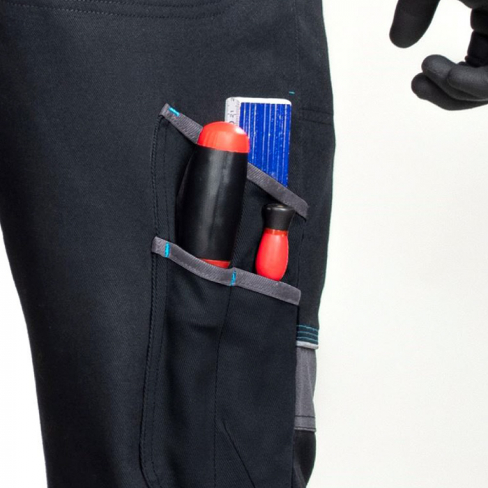 Set costum cu pantaloni de lucru cu pieptar COOL TREND - negru [8]