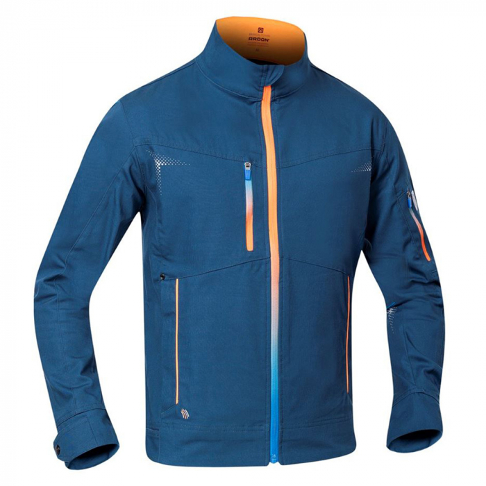 Set costum cu pantaloni de lucru cu pieptar CREATRON - albastru/neon [5]