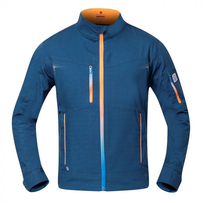 Set costum cu pantaloni de lucru cu pieptar CREATRON - albastru/neon [4]