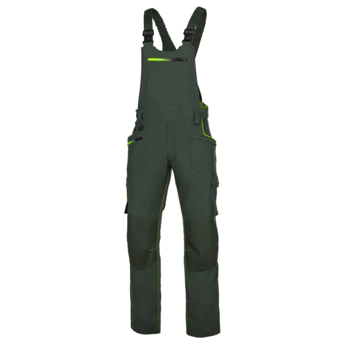 Set costum cu pantaloni de lucru cu pieptar CREATRON - verde/kaki [12]