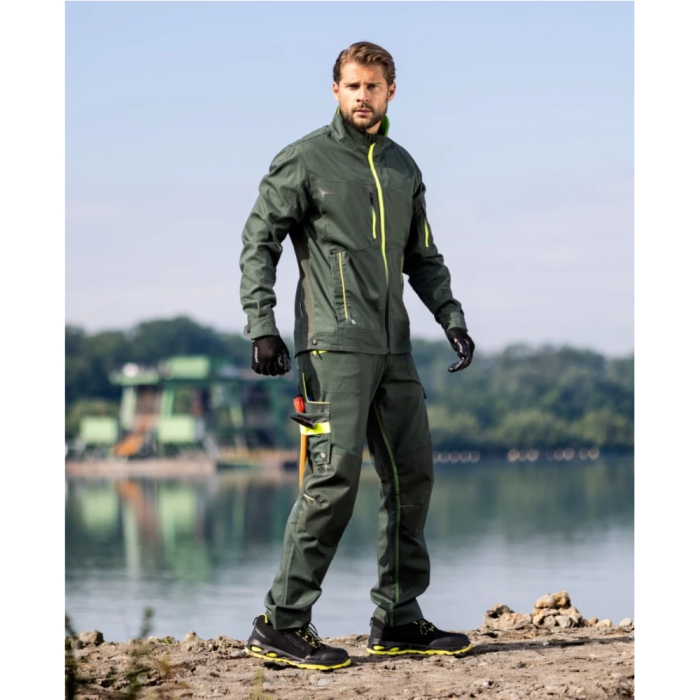 Set costum cu pantaloni de lucru cu pieptar CREATRON - verde/kaki [5]
