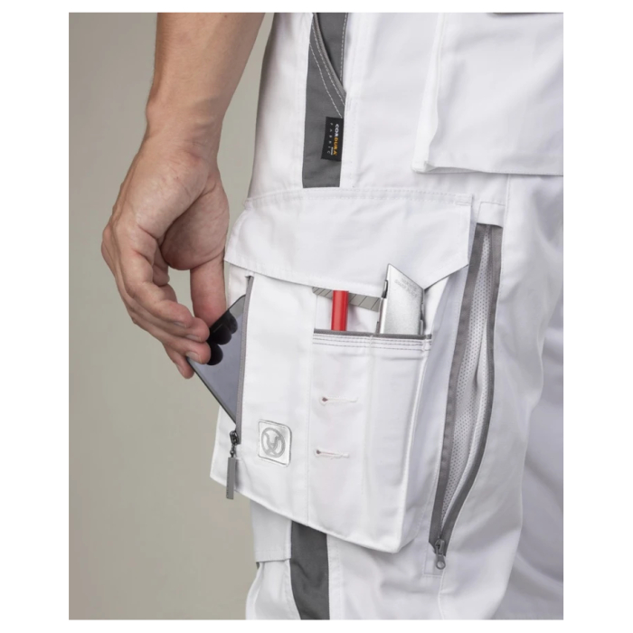 Set costum cu pantaloni de lucru cu pieptar hidrofobizati URBAN+ - alb [10]