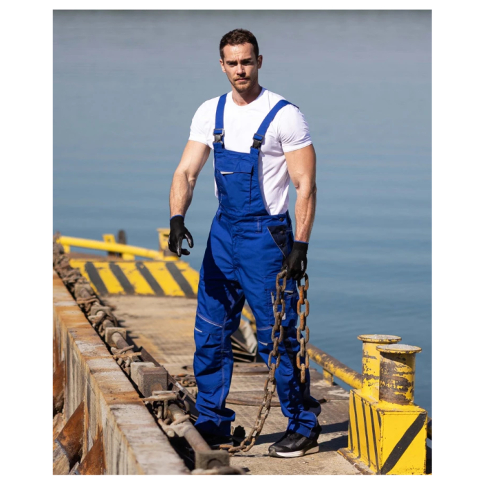 Set costum cu pantaloni de lucru cu pieptar hidrofobizati URBAN+ - albastru/bleumarin [9]
