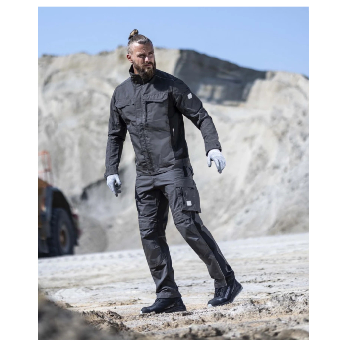 Set costum cu pantaloni de lucru cu pieptar hidrofobizati URBAN+ - gri inchis [4]