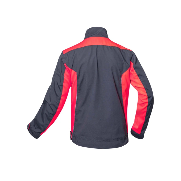 Set costum cu pantaloni de lucru cu pieptar NEON - gri/rosu [3]