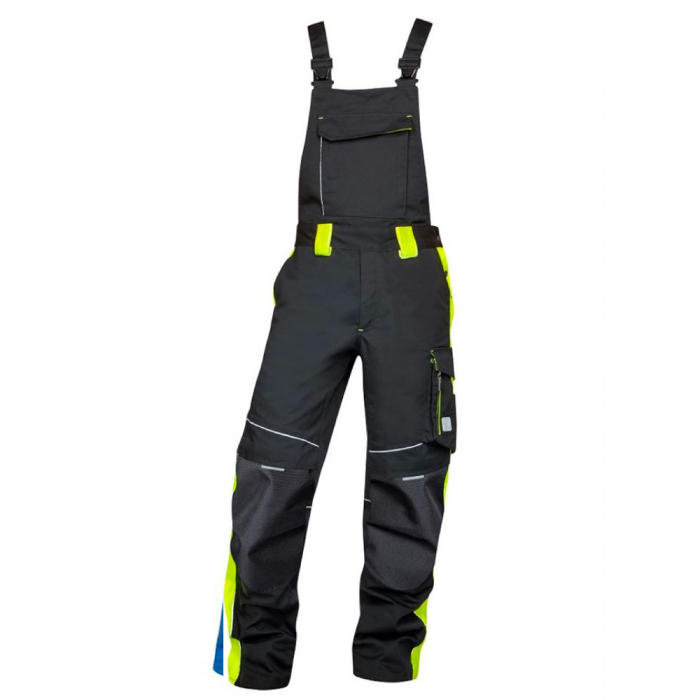Set costum cu pantaloni de lucru cu pieptar NEON - negru/galben [5]