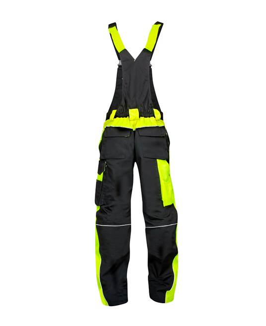 Set costum cu pantaloni de lucru cu pieptar NEON - negru/galben [7]