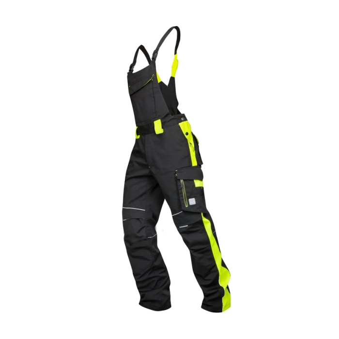 Set costum cu pantaloni de lucru cu pieptar NEON - negru/galben [6]