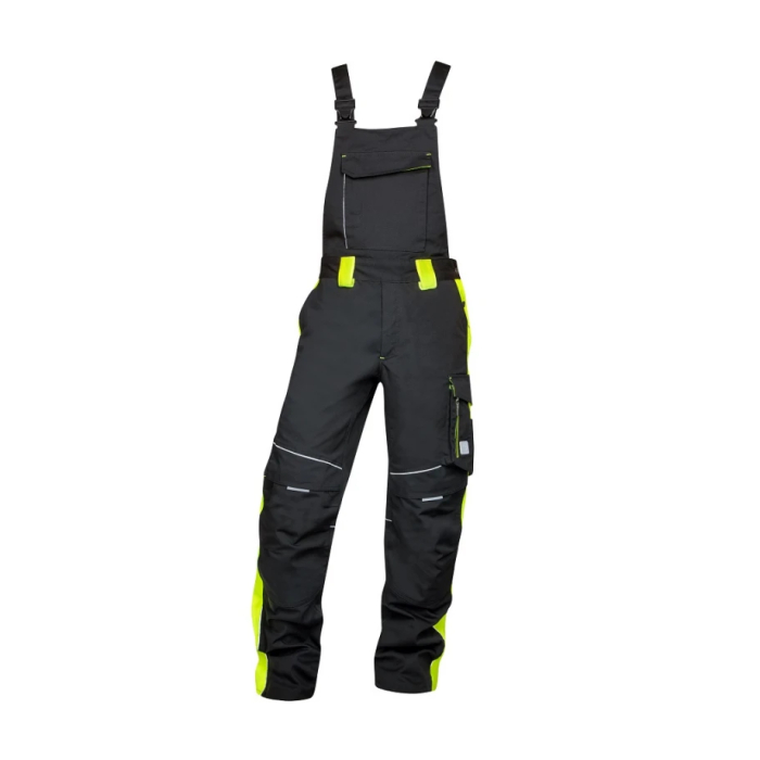 Set costum cu pantaloni de lucru cu pieptar NEON - negru/galben [5]