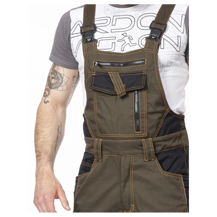 Set costum cu pantaloni de lucru cu pieptar VISION - asfalt/negru [9]