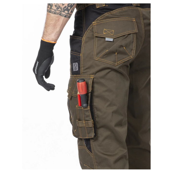 Set costum cu pantaloni de lucru cu pieptar VISION - asfalt/negru [11]
