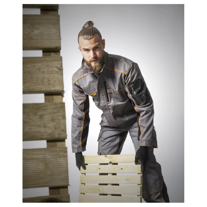Set costum cu pantaloni de lucru cu pieptar VISION - gri/negru [4]