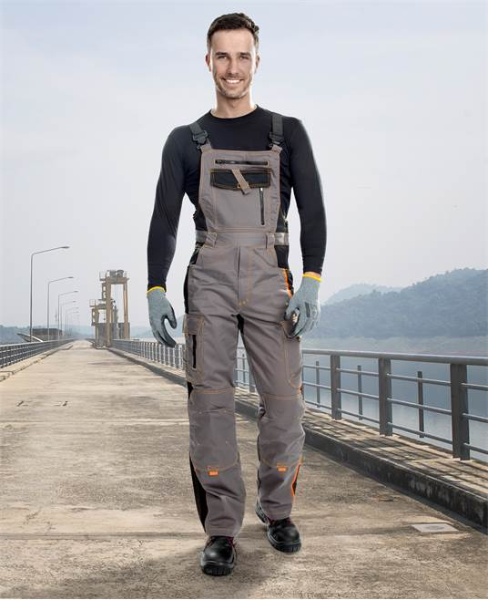 Set costum cu pantaloni de lucru cu pieptar VISION - gri/negru [9]