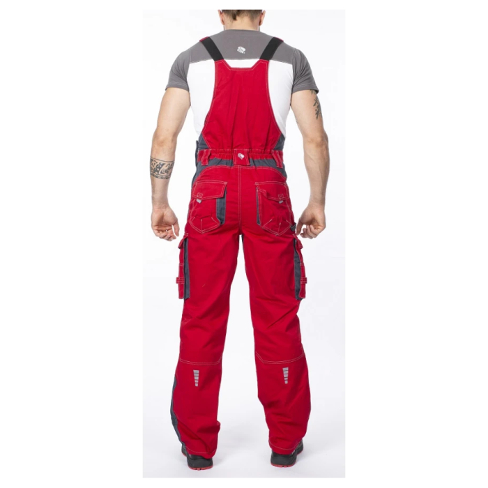 Set costum cu pantaloni de lucru cu pieptar VISION - rosu/gri [7]